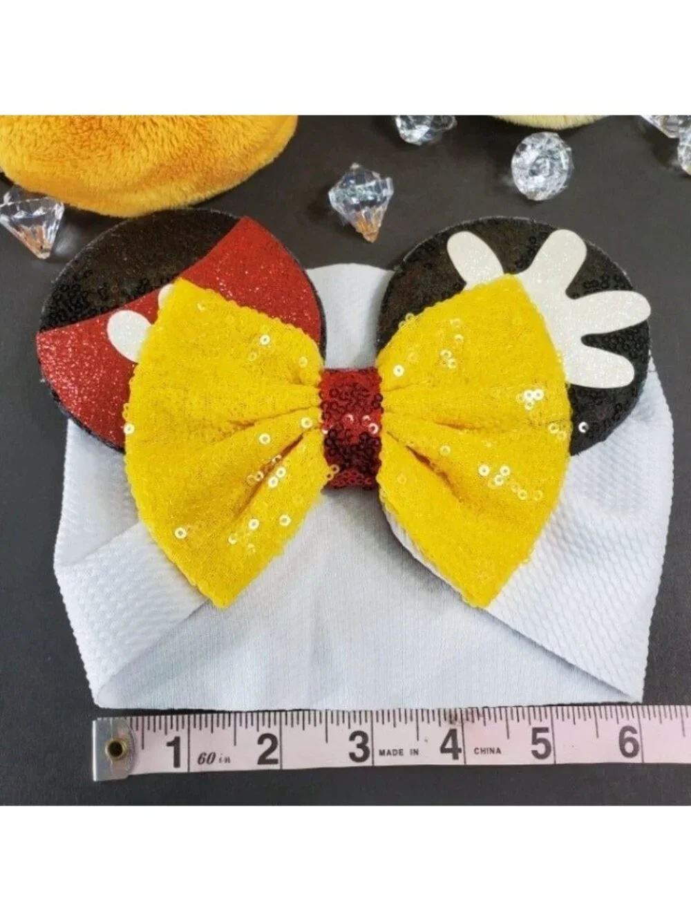 Mickey Mouse Ears Headband Turban Sequins Hair Bow Spa Head Wrap Hair Care Baby